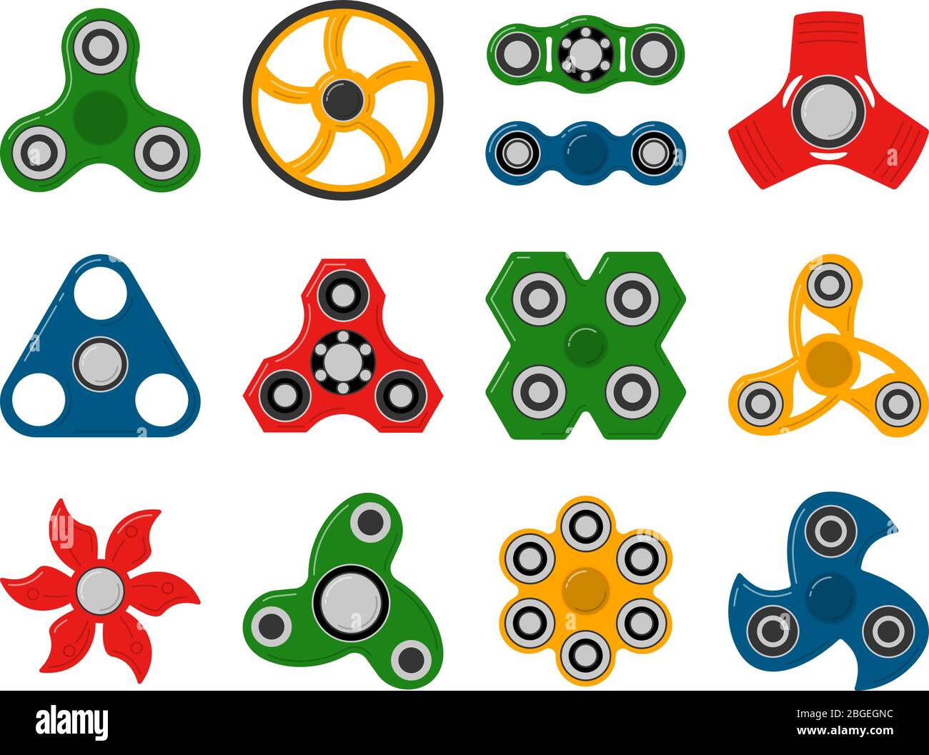 Giocattoli per bambini per i giochi anti stress. Immagini vettoriali di forme diverse Illustrazione Vettoriale