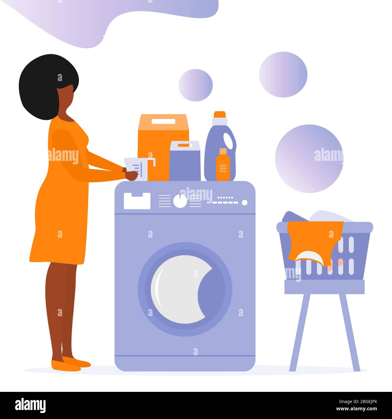 Vector illustrazione Donna porta lavare i vestiti sporchi