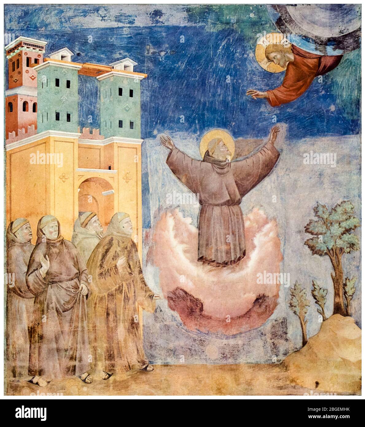 L'Ecstacy di San Francesco d'Assisi, affresco di Giotto di Bondone, 1296-1298 Foto Stock