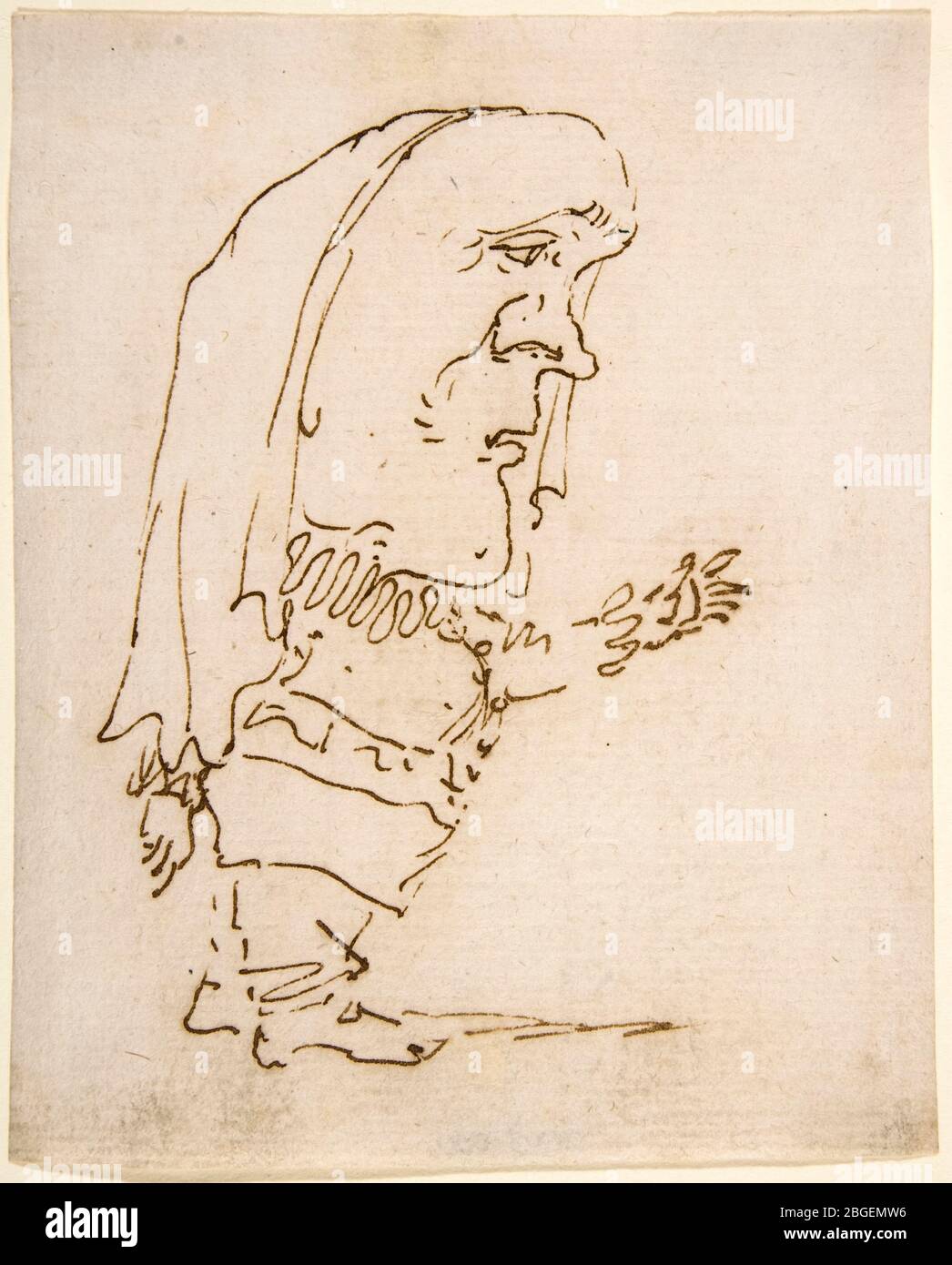 Gian Lorenzo Bernini, Caricatura di un uomo che punta, disegno, 1610-1680 Foto Stock