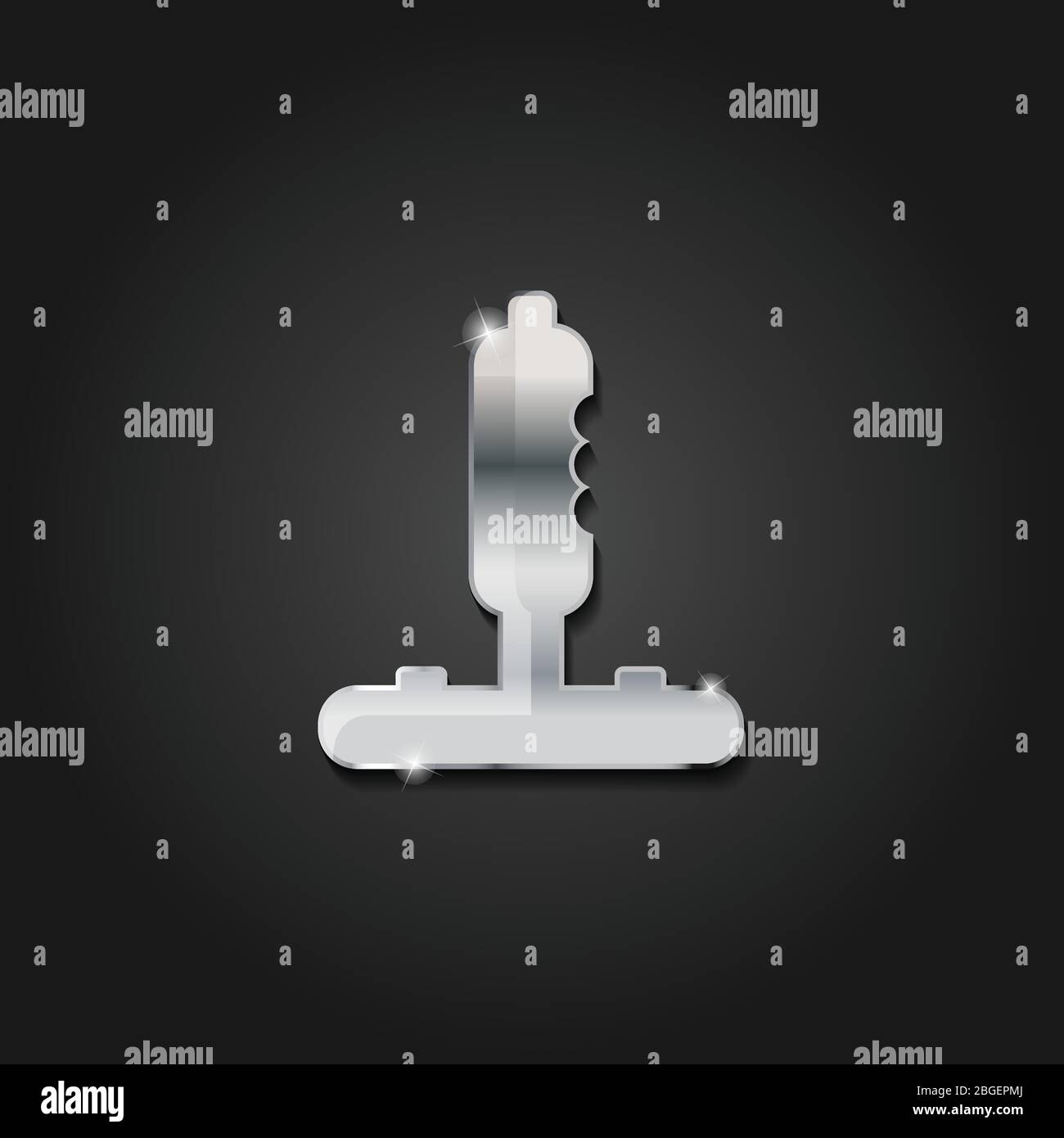 Console di gioco in argento lucido icona simbolo metallico disegno vettoriale modello isolato su uno sfondo scuro Illustrazione Vettoriale