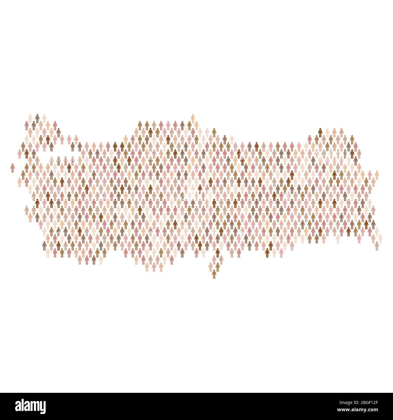 Infografica sulla popolazione turca. Mappa fatta da persone bastone figura Illustrazione Vettoriale