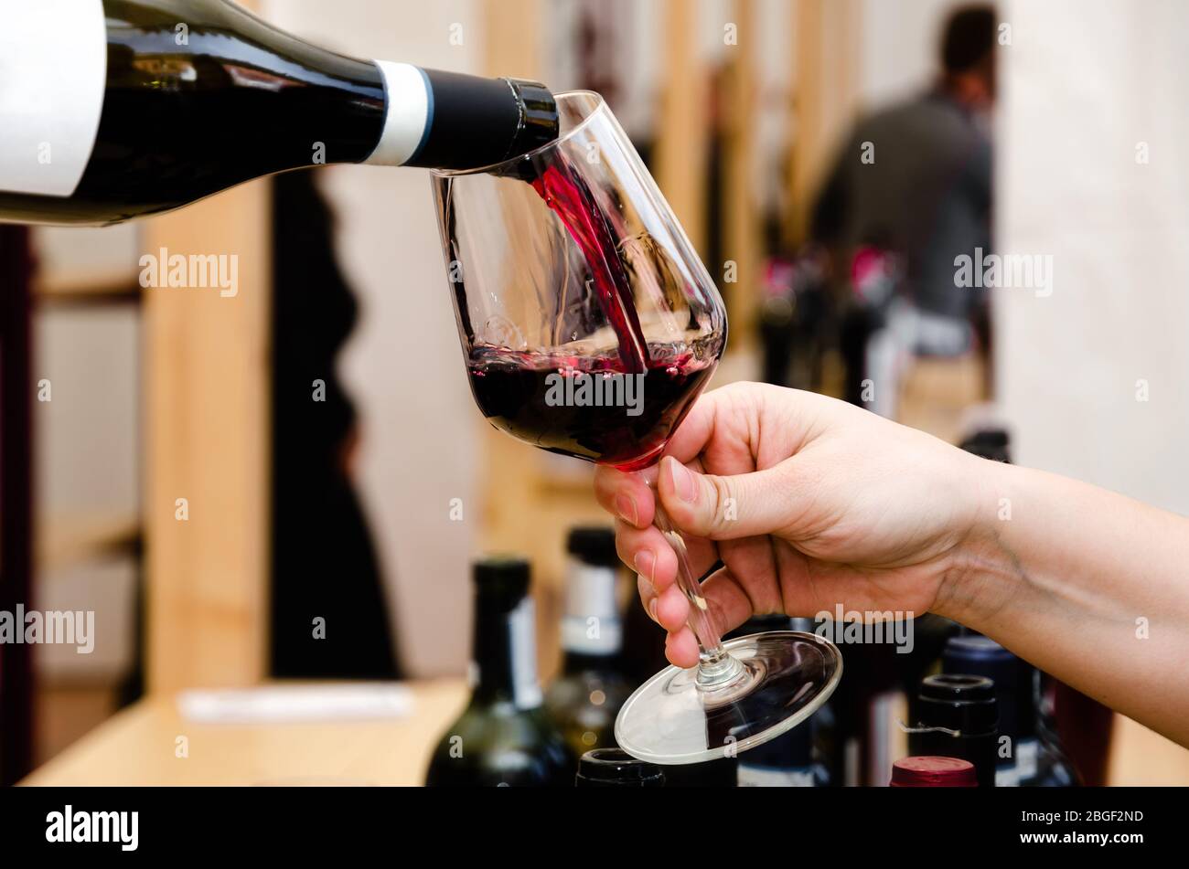 Esperienza di degustazione con un bicchiere di Barolo ad Alba (Piemonte,  Italia Foto stock - Alamy