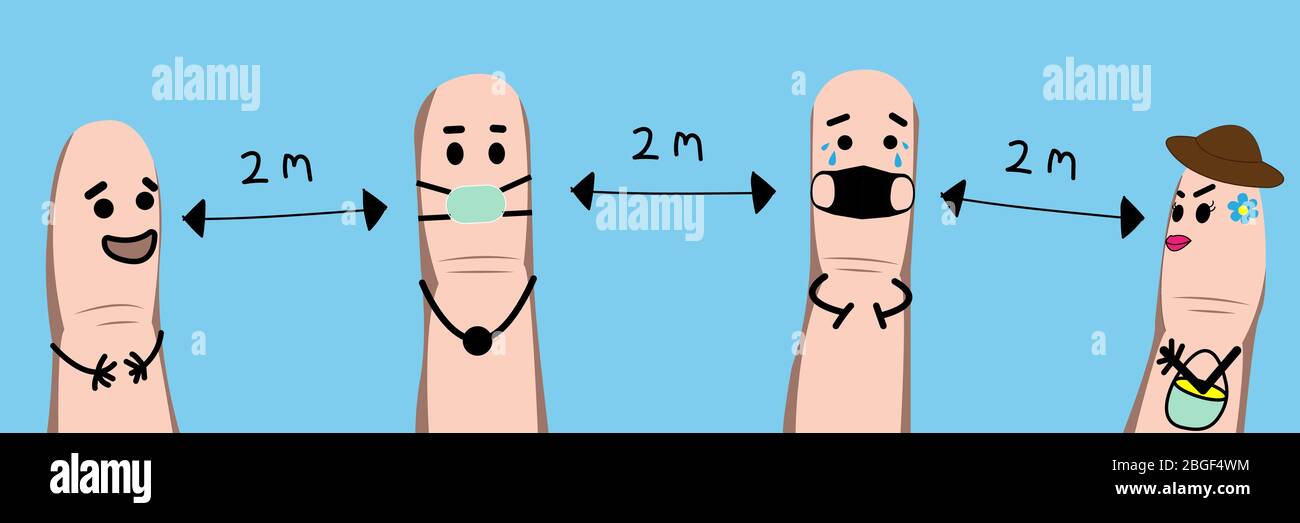 Barrette banner di distanza sociale. Mantenere la distanza per proteggere dalle malattie del virus della corona COVID-19. Idea per l'epidemia e la prevenzione COVID-19 Illustrazione Vettoriale