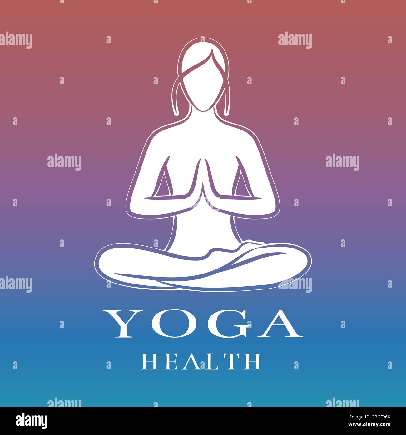 Logo Yoga Health training con elemento di meditazione femminile. Illustrazione vettoriale Illustrazione Vettoriale