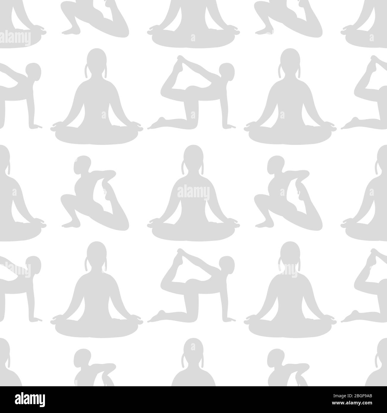Silhouette yoga femminile sfondo con motivo senza cuciture. Esercizio fisico per il corpo. Illustrazione vettoriale Illustrazione Vettoriale