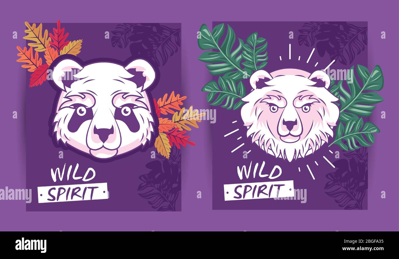 wild bears spirito creativo design Illustrazione Vettoriale