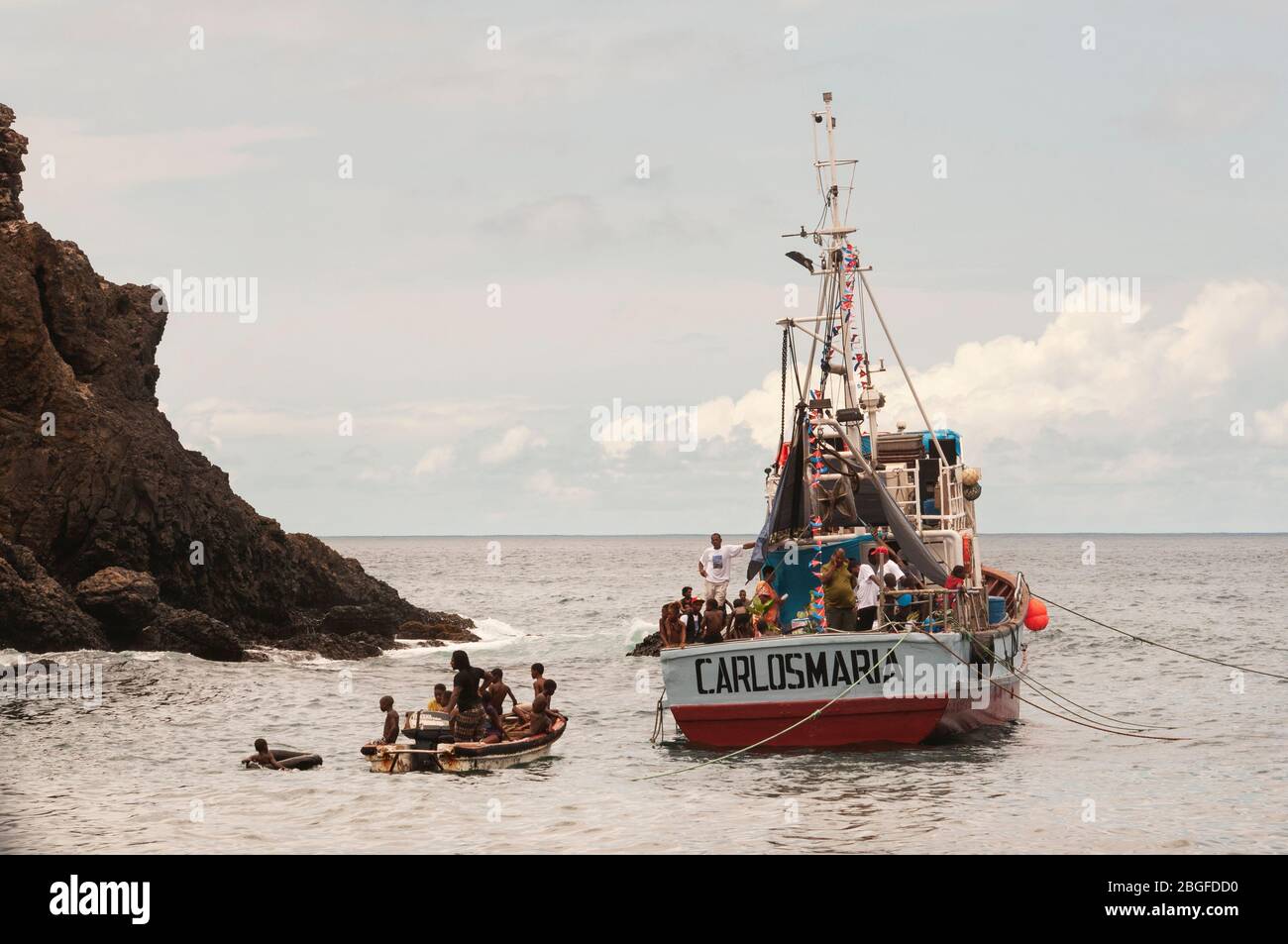 Barche al festival di pesca a Cidade Velha, Capo Verde Foto Stock