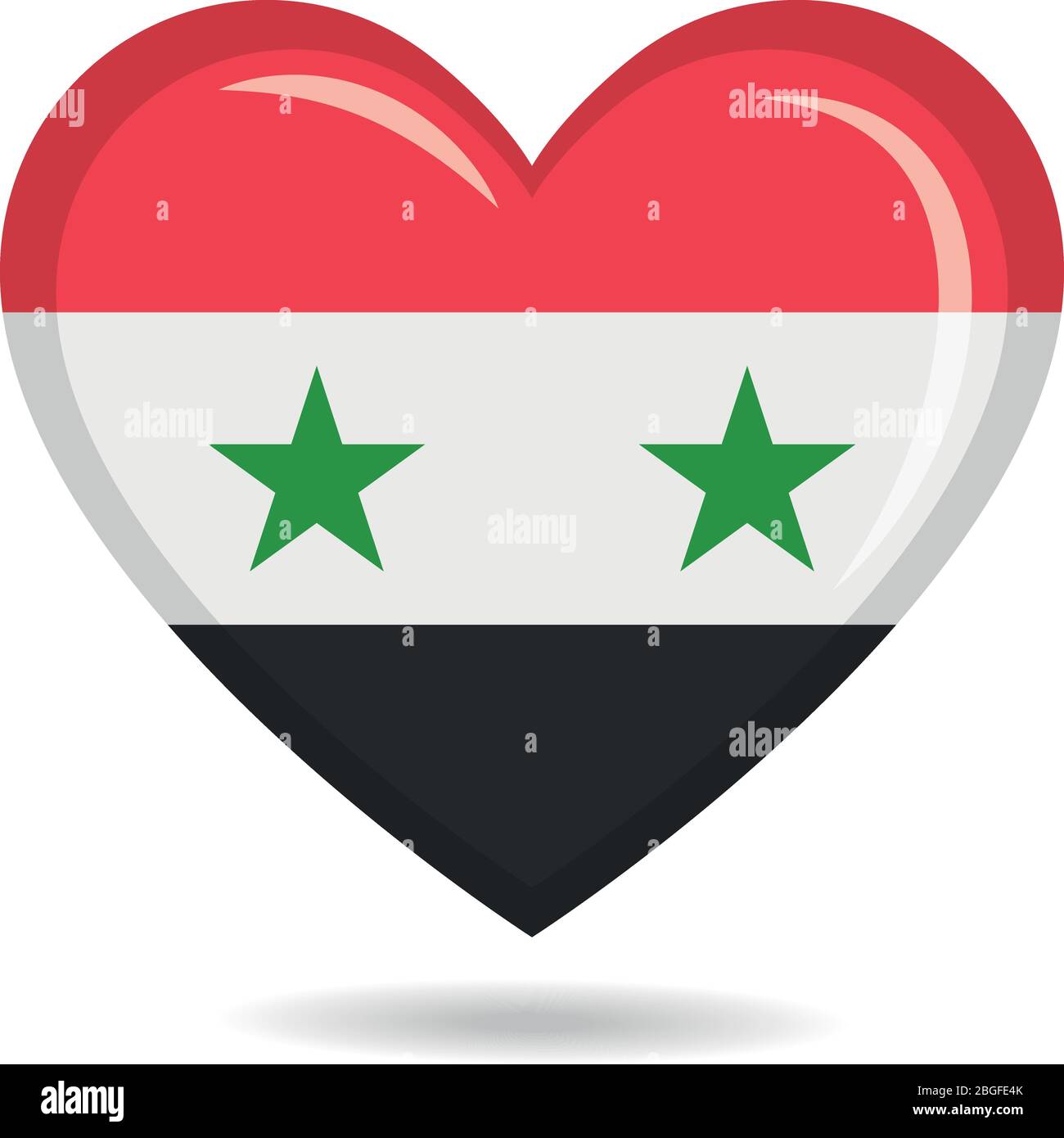 Bandiera nazionale siriana in forma di cuore illustrazione vettoriale Illustrazione Vettoriale