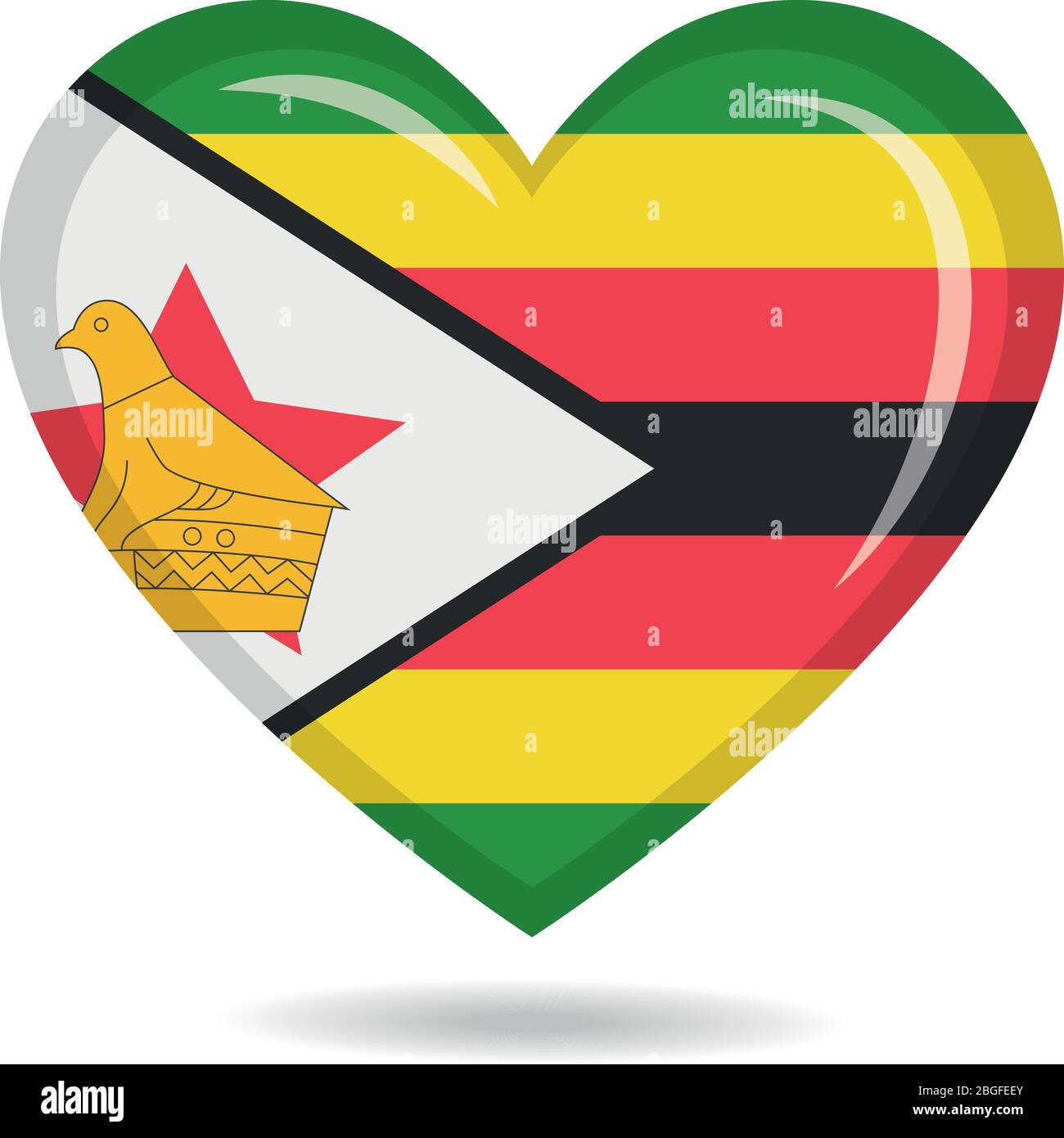 Bandiera nazionale dello Zimbabwe in forma di cuore illustrazione vettoriale Illustrazione Vettoriale