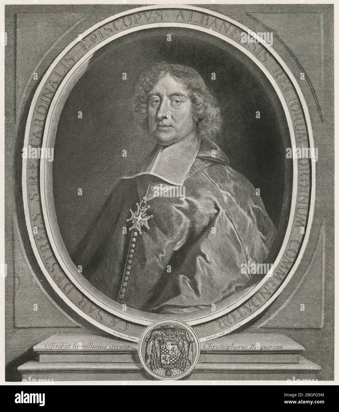 Incisione antica, César d'Estrées. César d'Estrées (1628-1714) è stato un diplomatico e cardinale francese. FONTE: INCISIONE ORIGINALE Foto Stock