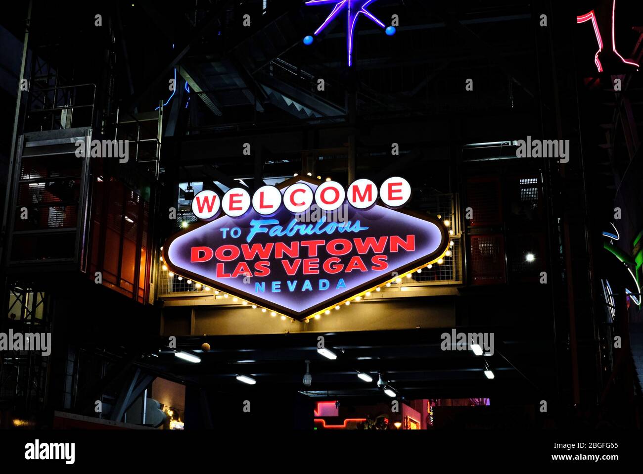 Benvenuti al favoloso cartello Downtown Las Vegas, Las Vegas, Nevada, Stati Uniti Foto Stock