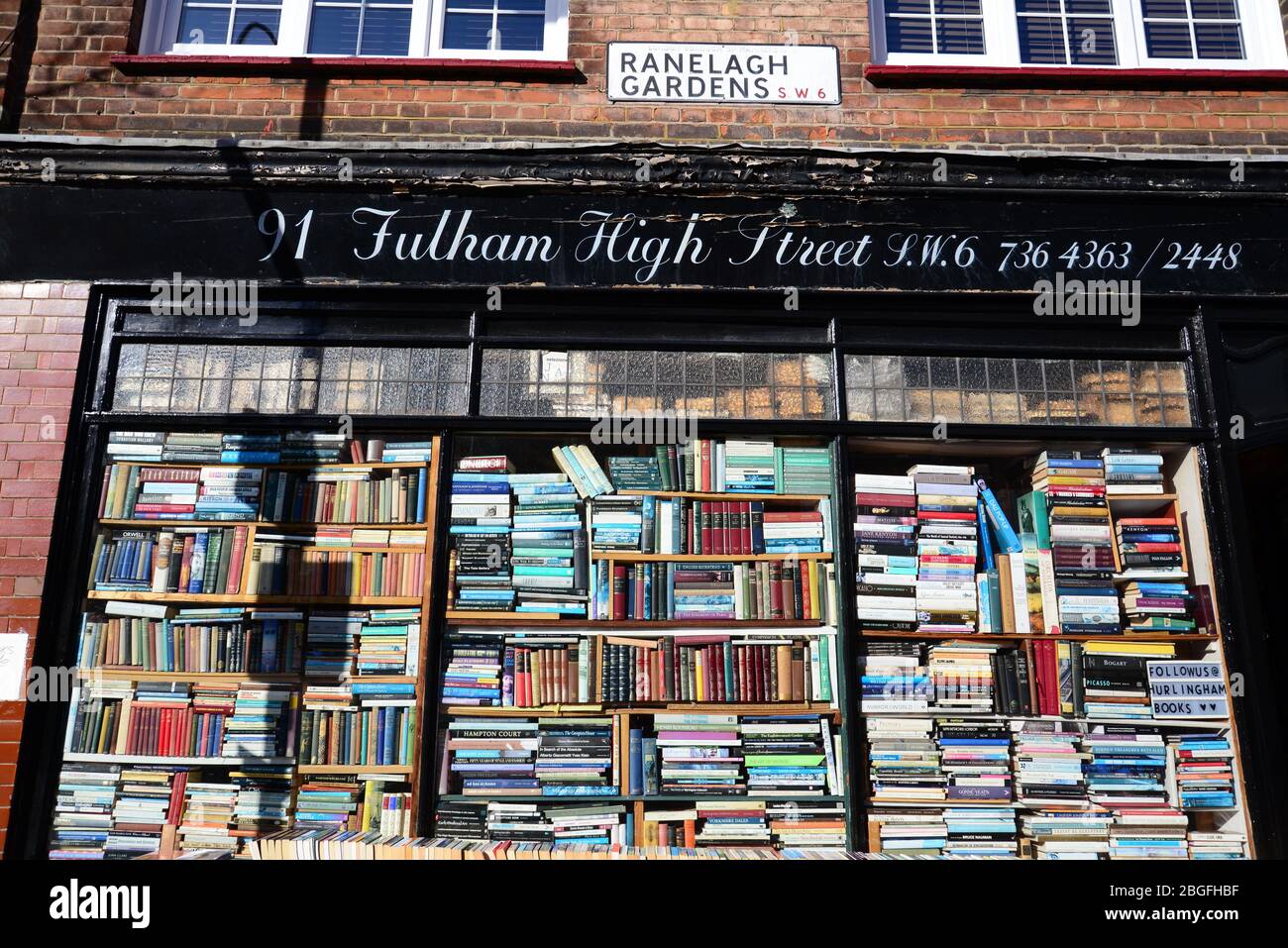 HURLINGHAM Books, 91 Fulham High Street, Fulham, Londra Foto Stock