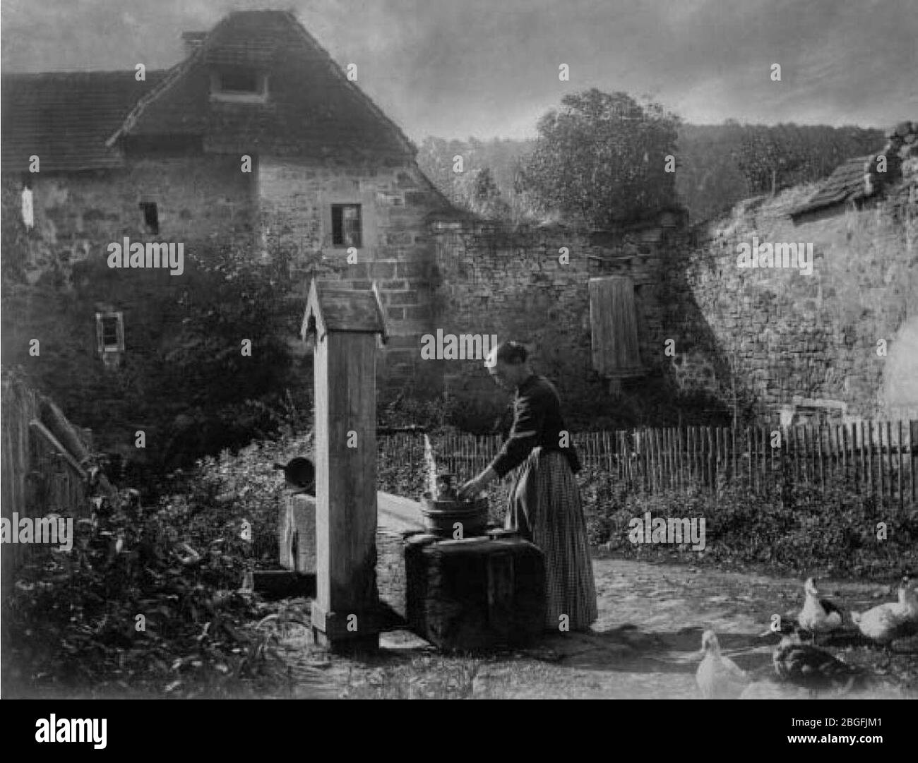 Hermann Brandseph - Bäuerin am Brunnen 1898. Foto Stock