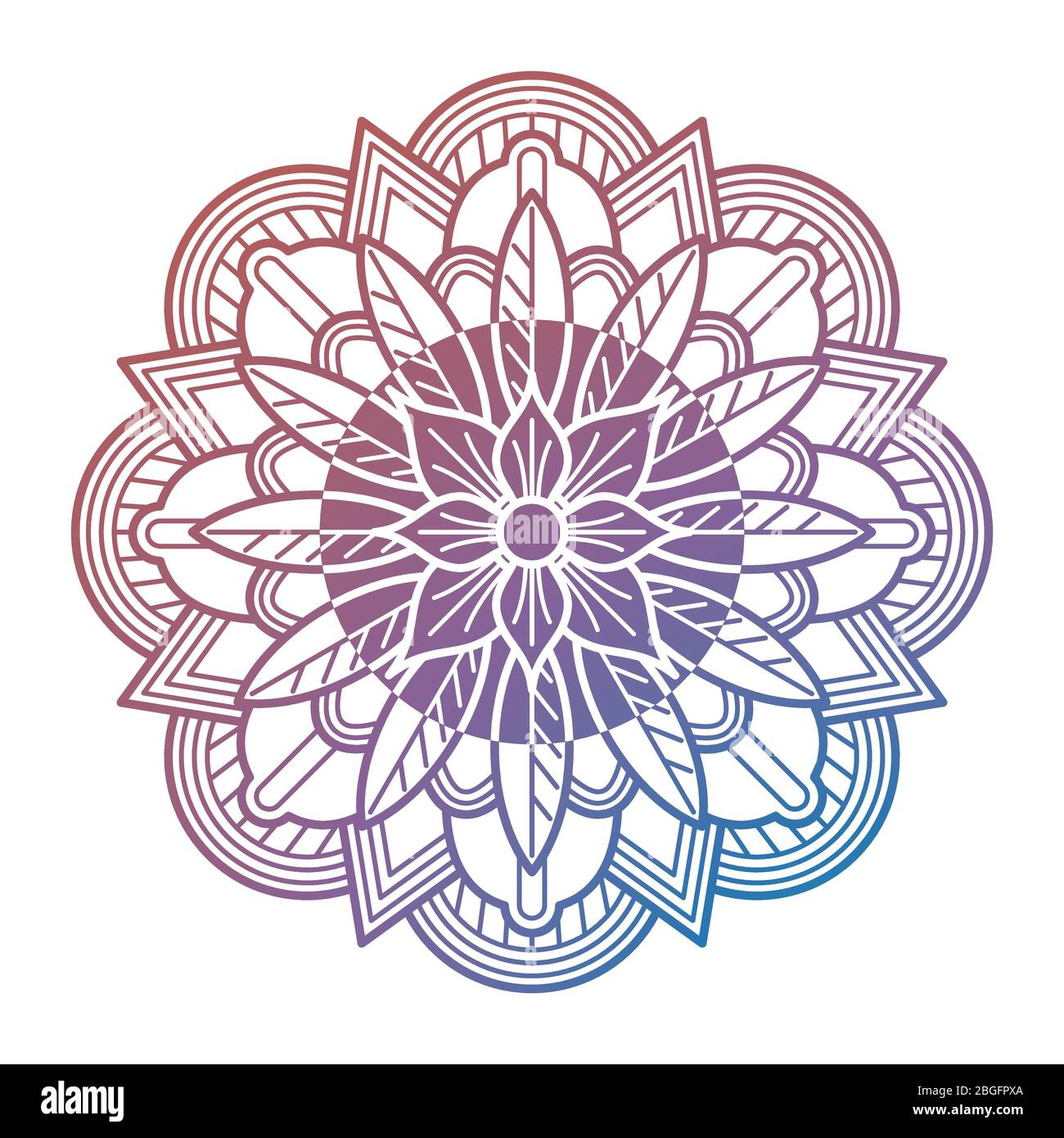 Meditazione mandala orientale fiore isolato su sfondo bianco. Illustrazione vettoriale Illustrazione Vettoriale