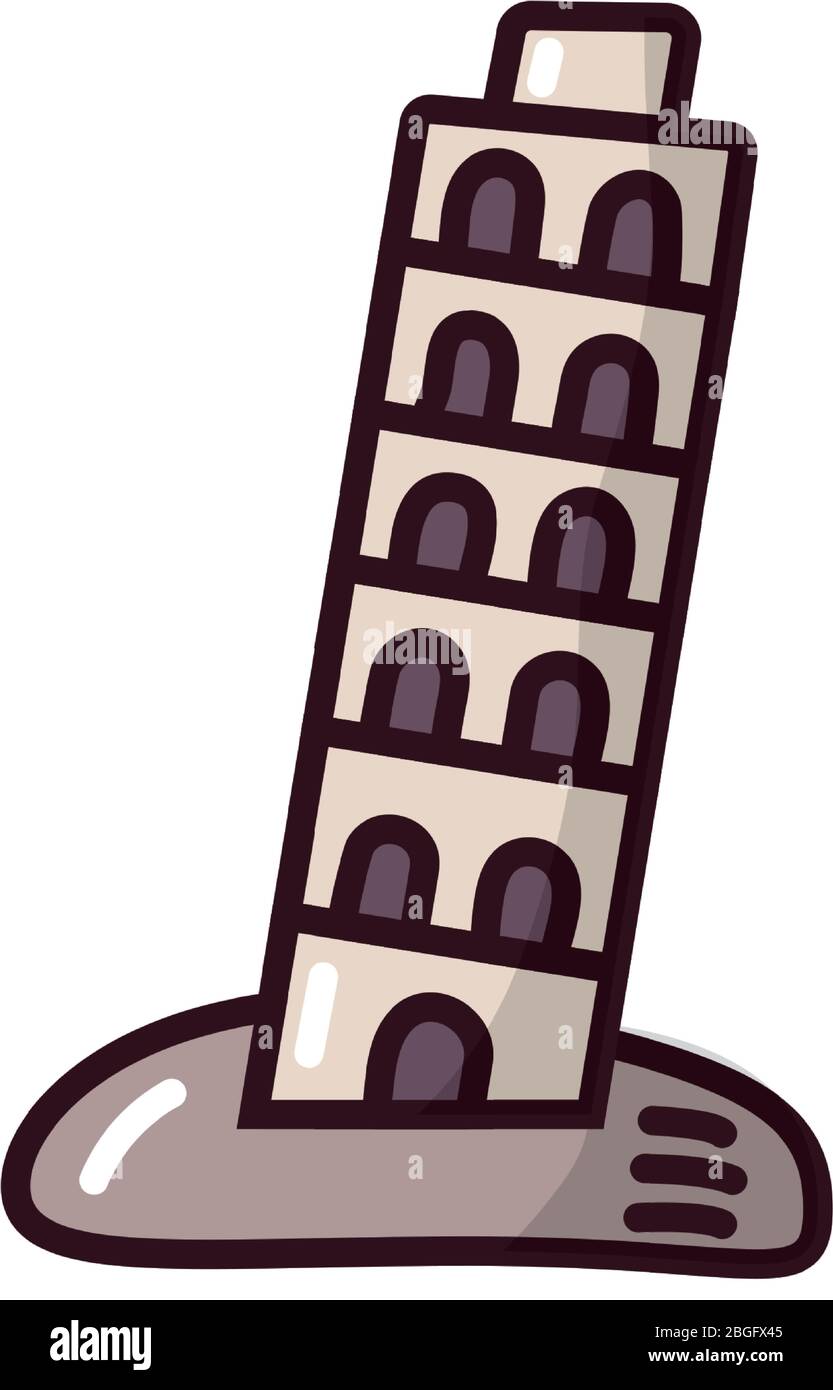 icona di stile riempimento torre di pisa Illustrazione Vettoriale