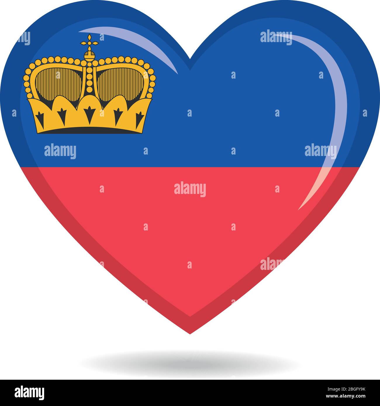 Bandiera nazionale del Liechtenstein in forma di cuore illustrazione vettoriale Illustrazione Vettoriale
