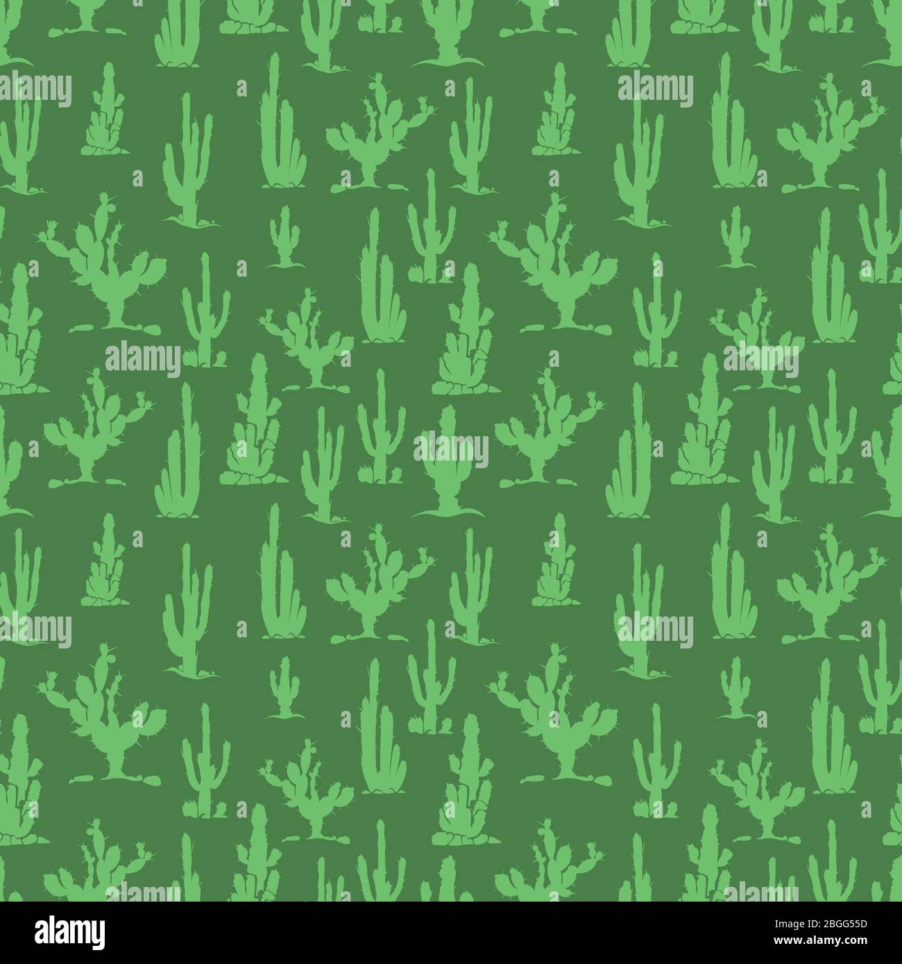 Silhouette in cactus verde motivo senza cuciture sfondo flora design. Illustrazione vettoriale Illustrazione Vettoriale