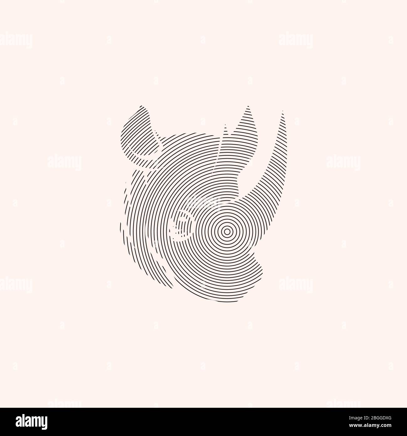 Modello di design con logo Rhino animale Illustrazione Vettoriale