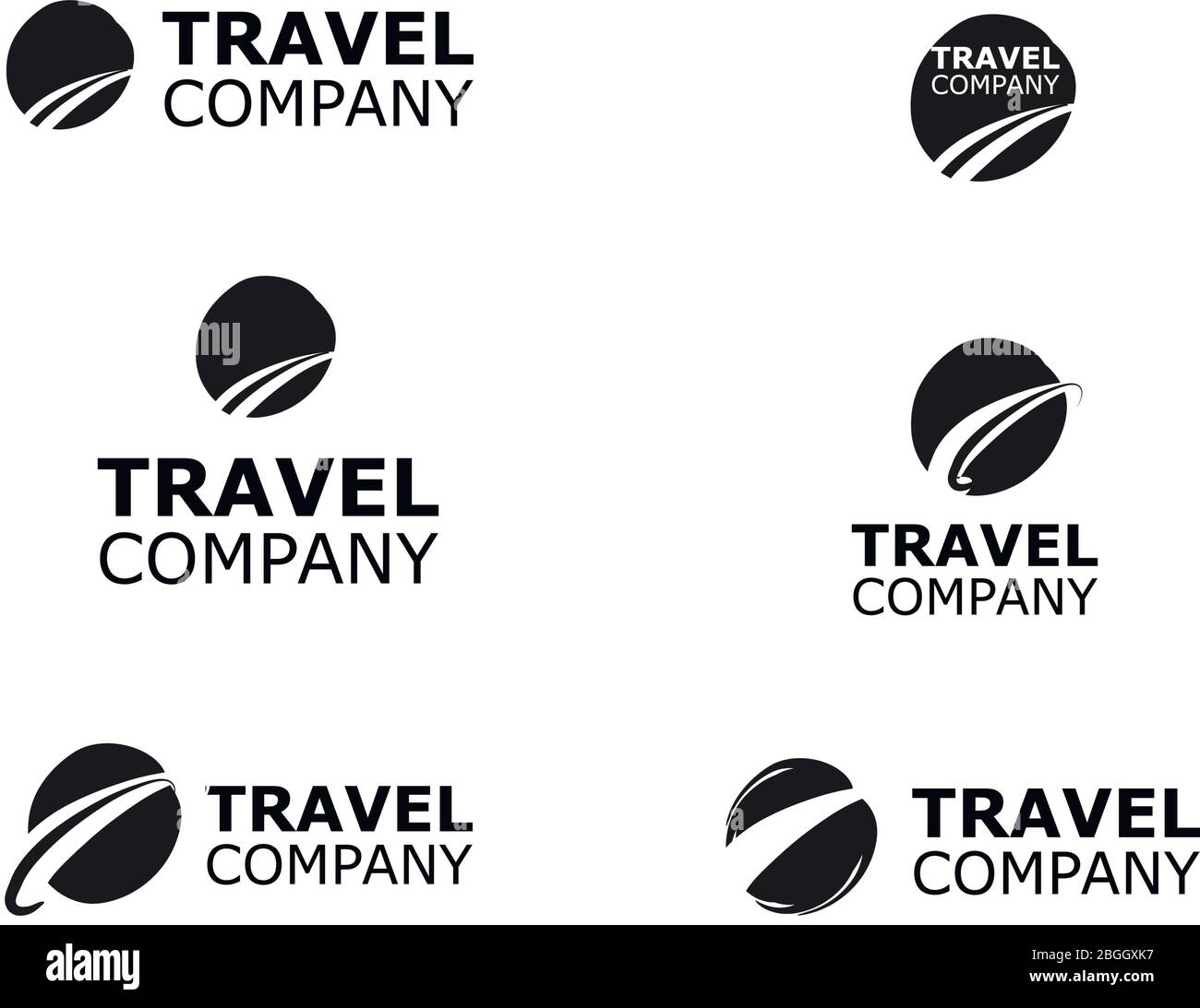 Logo vettore agenzia di viaggio simbolo strada su bianco Illustrazione Vettoriale