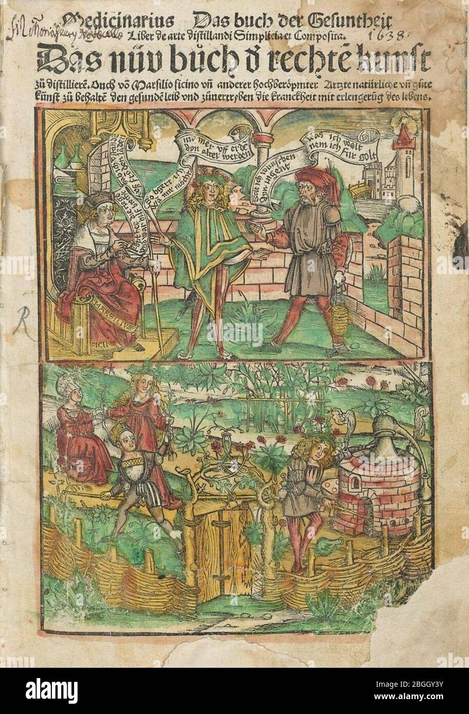 Hieronymus Brunschwig Das buch der Gesuntheit. Foto Stock