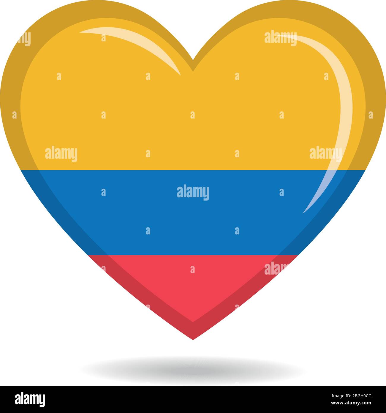Colombia bandiera nazionale in forma di cuore illustrazione vettoriale Illustrazione Vettoriale