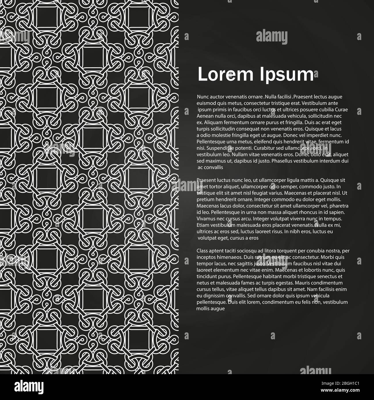 Scalkboard nodi celtici sfondo. Banner bianco con nodi vettoriali o illustrazione del modello di poster Illustrazione Vettoriale