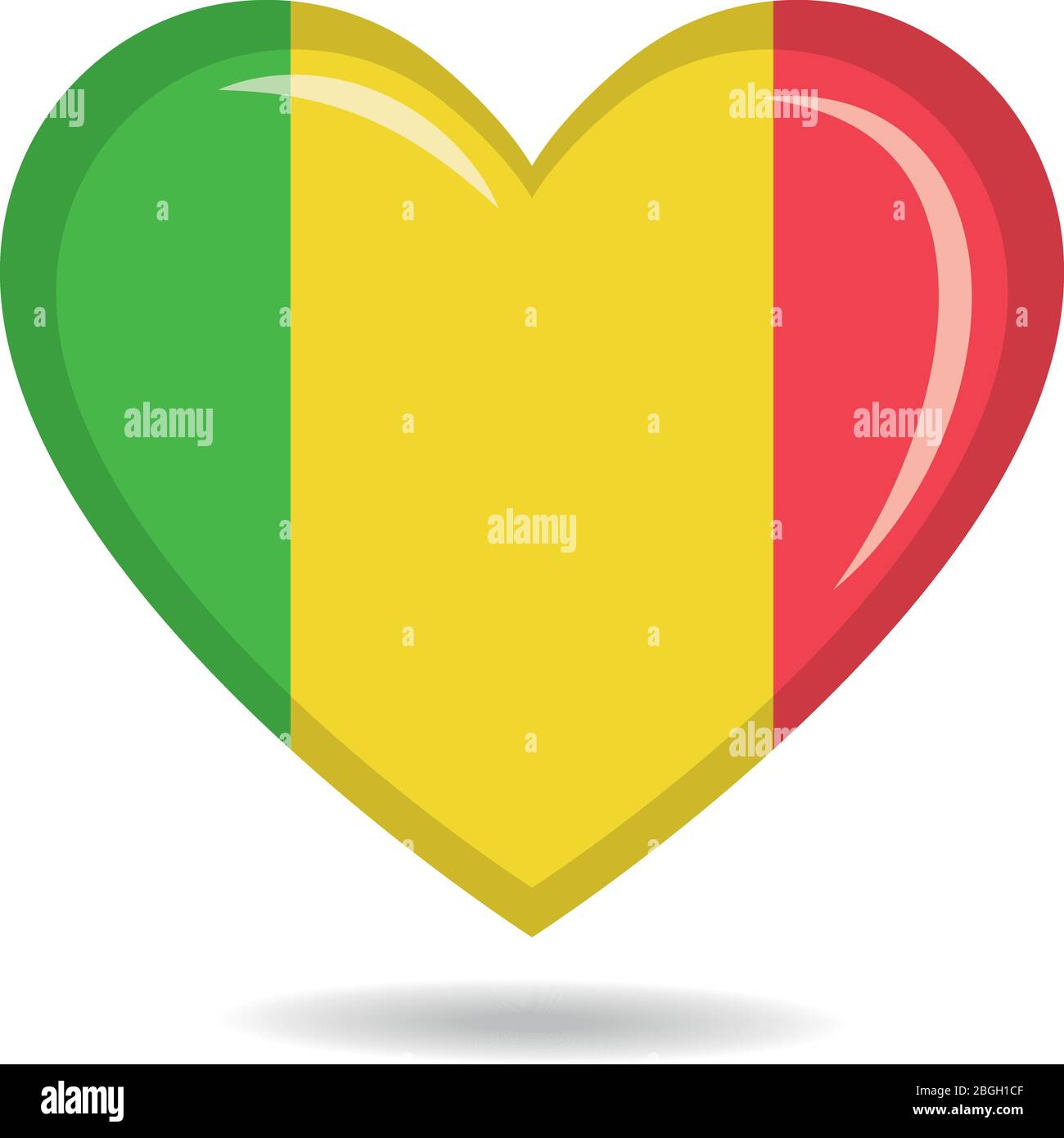 Bandiera nazionale del Mali in forma di cuore illustrazione vettoriale Illustrazione Vettoriale