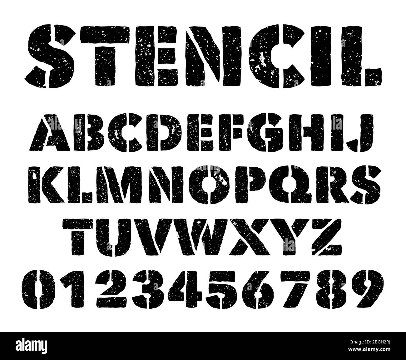 https www alamy it lettere e numeri di stencil militari alfabeto di grunge dipinto a spruzzo illustrazione del tipo di carattere alfabetico vettoriale graffiti vintage e del numero dello stencil image354417270 html