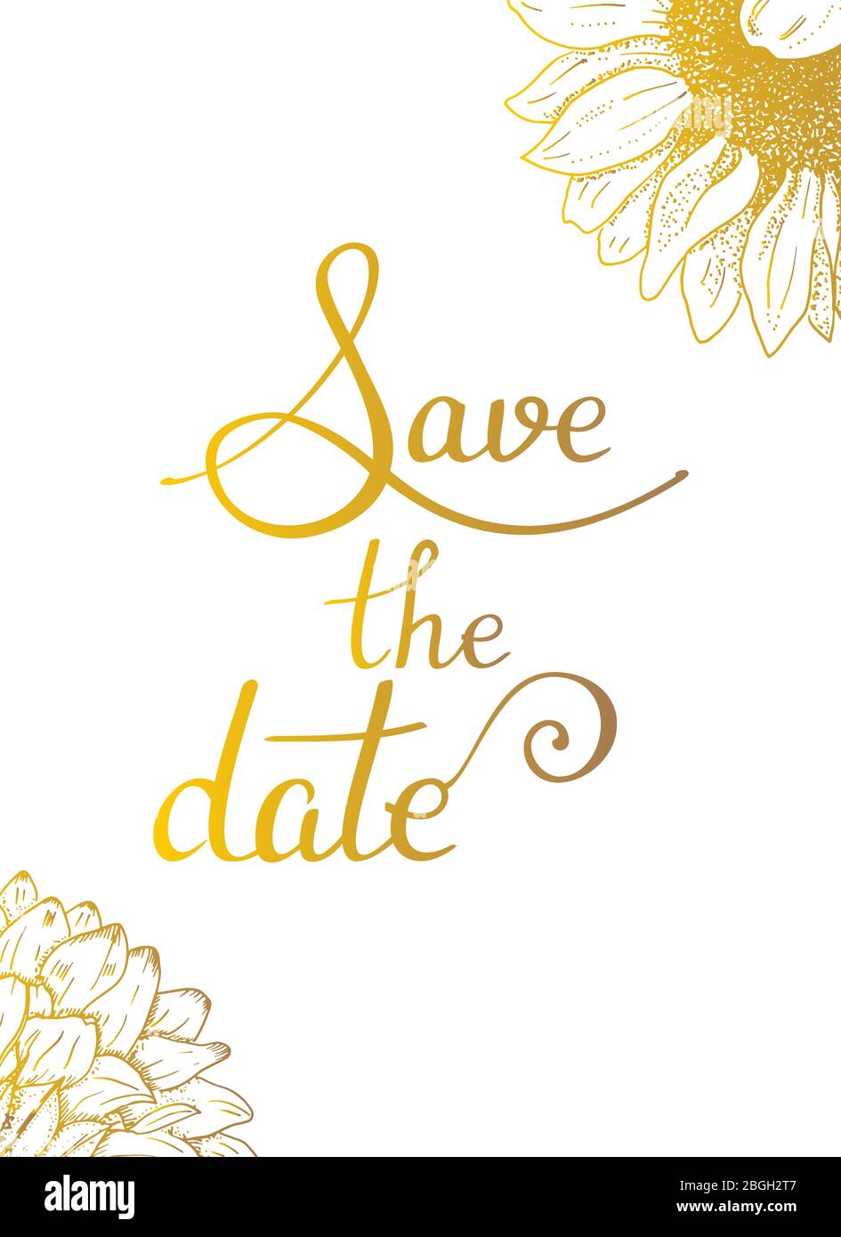 Salva la data, il vettore matrimonio o compleanno invito scheda, un modello di design adatto per la stampa a caldo, con lettere e fiori eleganti Illustrazione Vettoriale