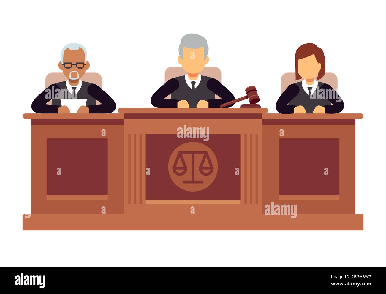 Corte suprema federale con giudici. Giurisprudenza e concetto di vettore di legge. Illustrazione del giudice, del giudice e della giustizia Illustrazione Vettoriale