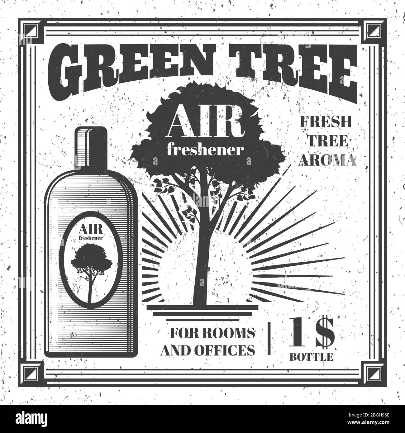 Effetto grunge deodorante per l'aria poster o banner design. Illustrazione vettoriale Illustrazione Vettoriale