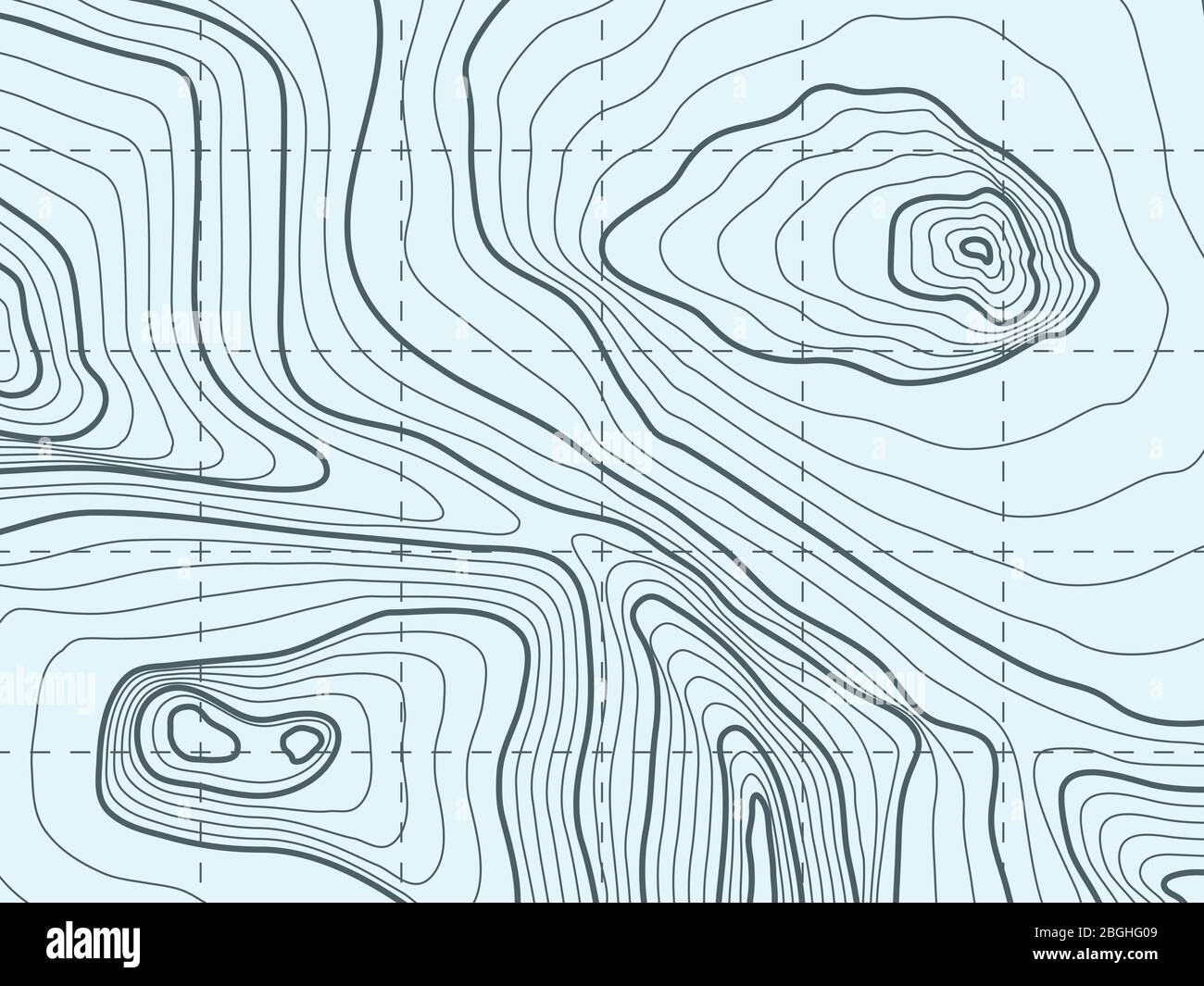 Contorno topografico, mappa vettoriale a linee con montagna. Illustrazione del rilievo topografico e cartografico geografico del terreno Illustrazione Vettoriale