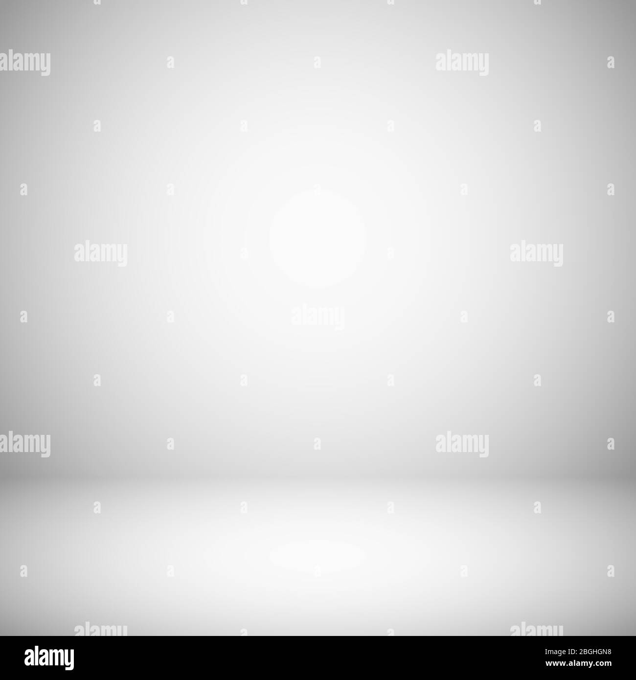 Interni vuoti di colore bianco e grigio chiaro. sfondo vettoriale a gradiente morbido grigio 3d. Luce della camera studio, interno di grigio gradiente spazio vuoto Illustrazione Vettoriale