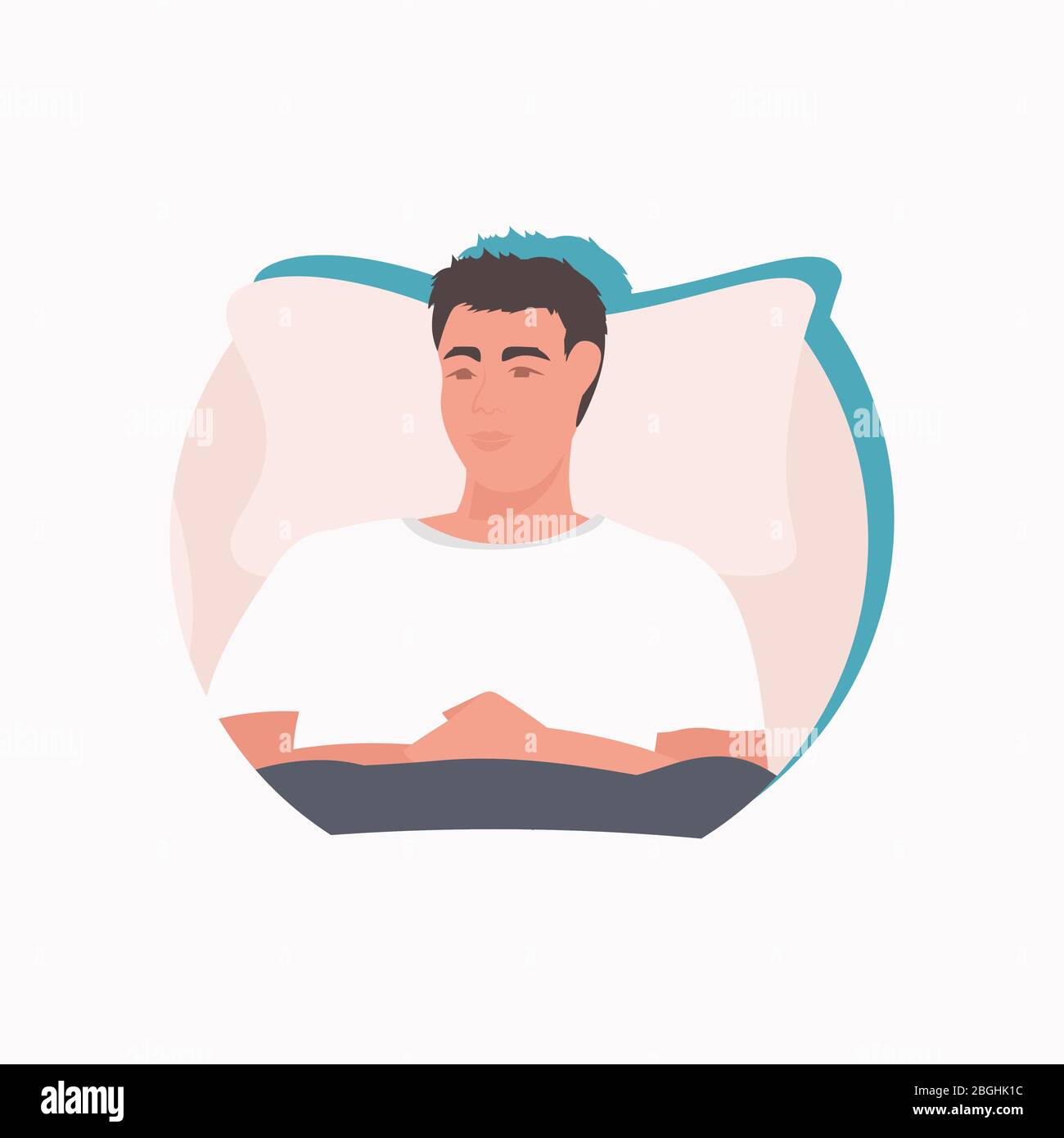 paziente malato sdraiato sul letto in medicina ospedaliera concetto di assistenza sanitaria ritratto vettore illustrazione Illustrazione Vettoriale