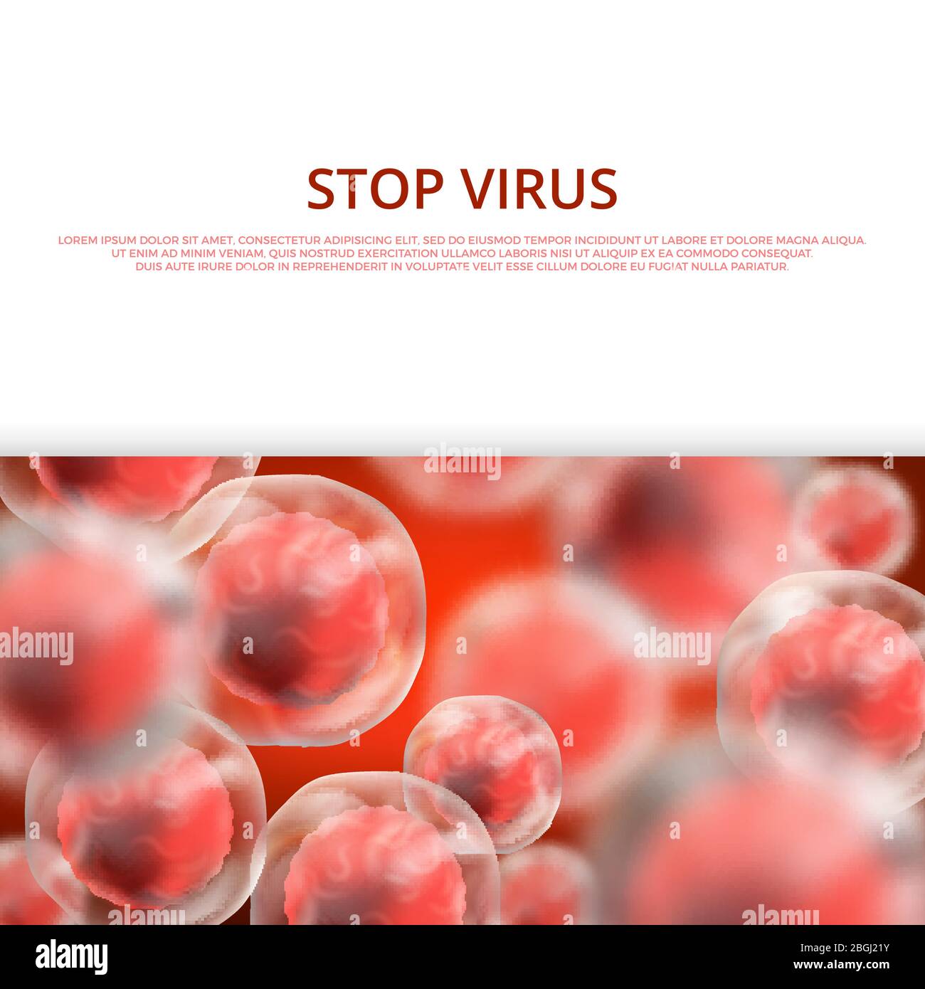 Banner Web per microbiologia, sanità, vettoriali medici con illustrazione 3d di batteri e virus Illustrazione Vettoriale