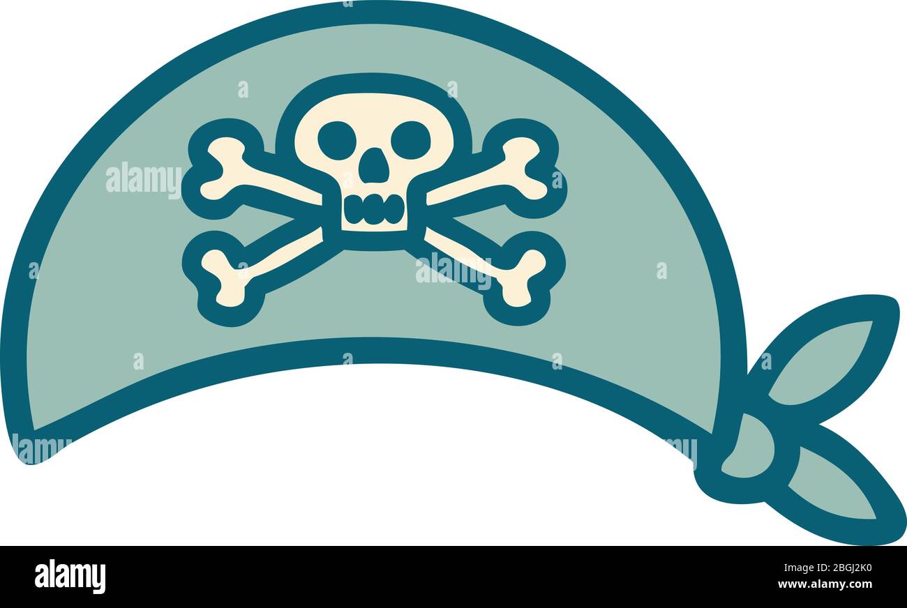 iconica immagine in stile tatuaggio della sciarpa con testa pirata Illustrazione Vettoriale