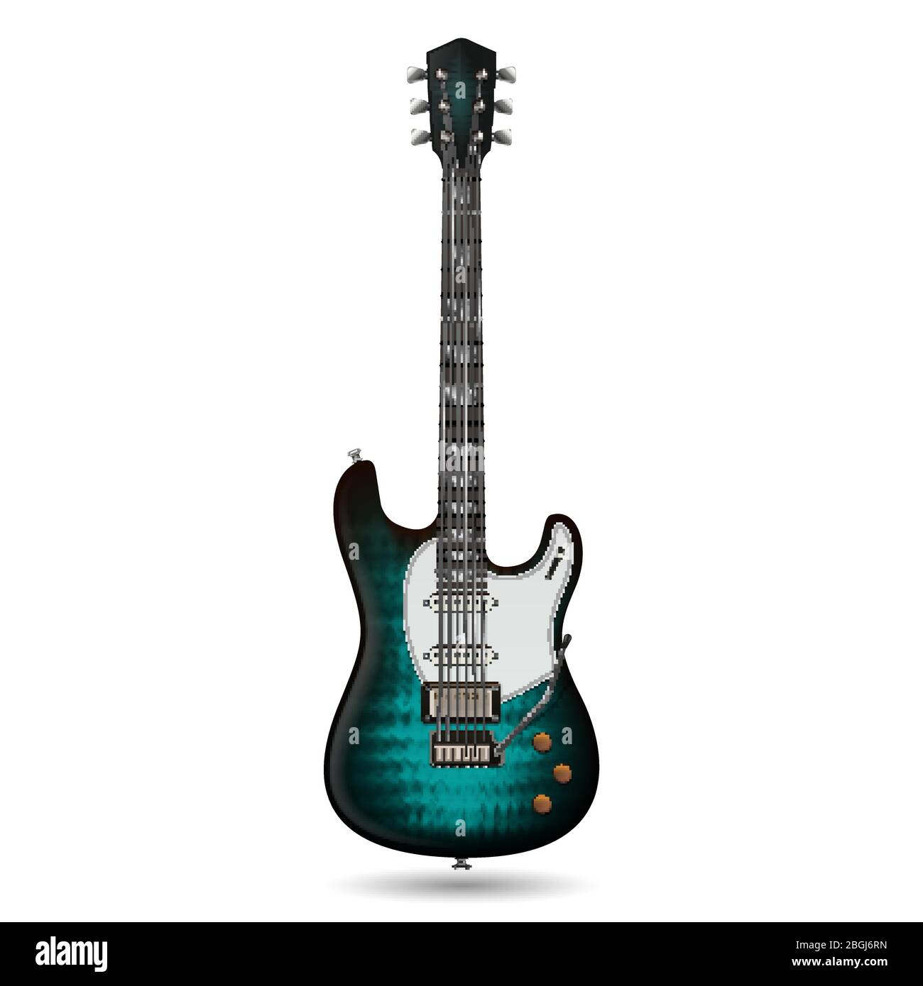 Musica jazz e rock. Rappresentazione vettoriale realistica isolata su sfondo bianco. Strumento musicale moderno per l'illustrazione di eventi di intrattenimento Illustrazione Vettoriale