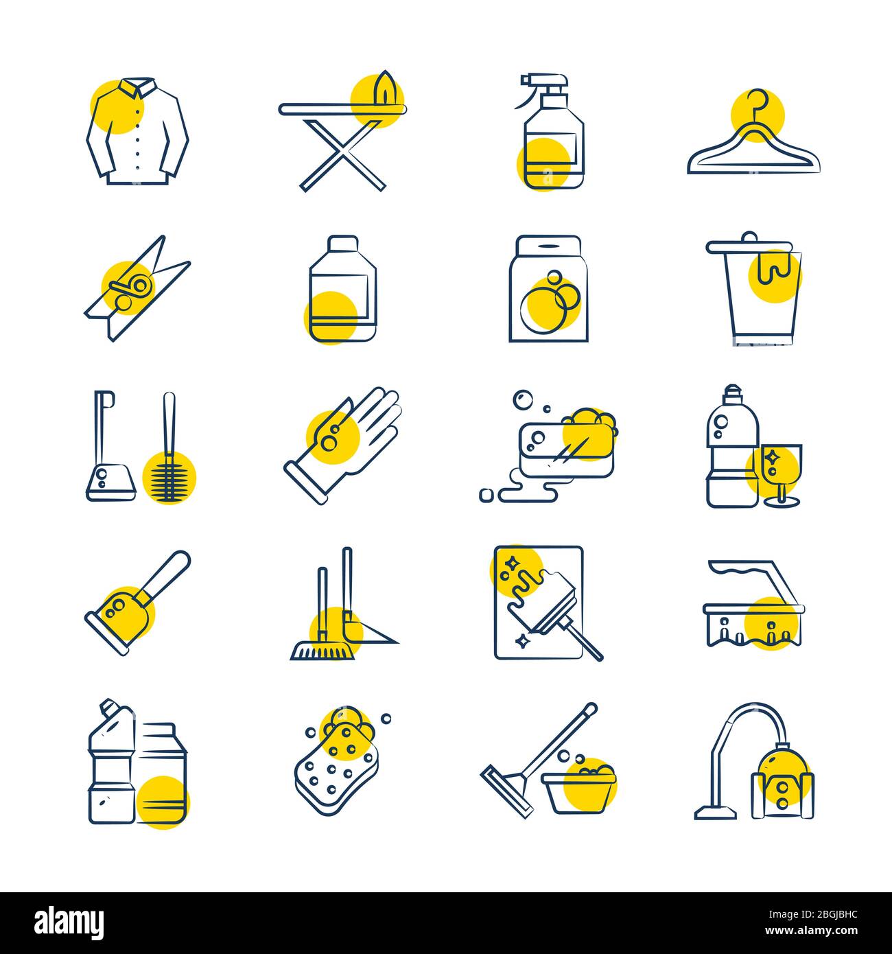 Icone linea servizio lavanderia e lavaggio impostate. Macchina e ferro da stiro. Illustrazione vettoriale Illustrazione Vettoriale
