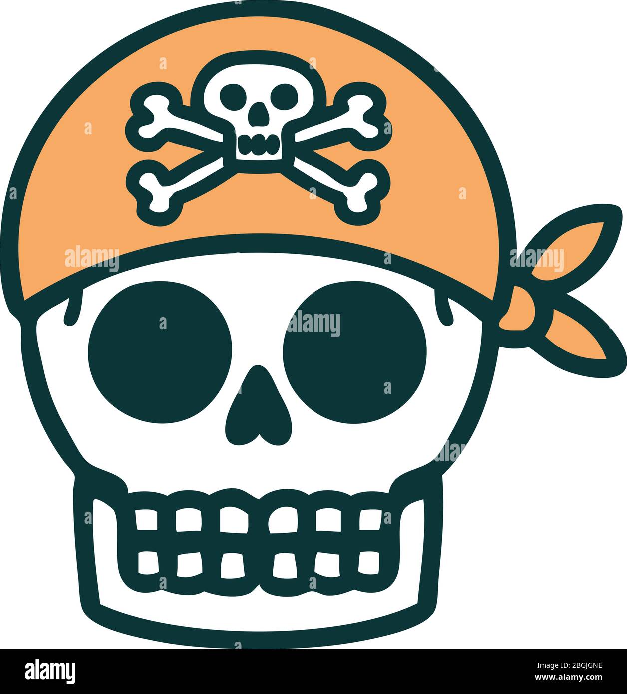 immagine iconica in stile tatuaggio di un teschio pirata Illustrazione Vettoriale