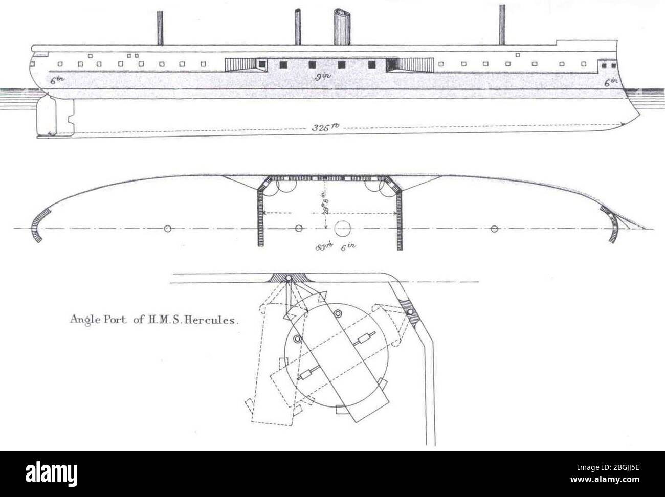 HMS Hercules diagrammi Brasseys 1888. Foto Stock