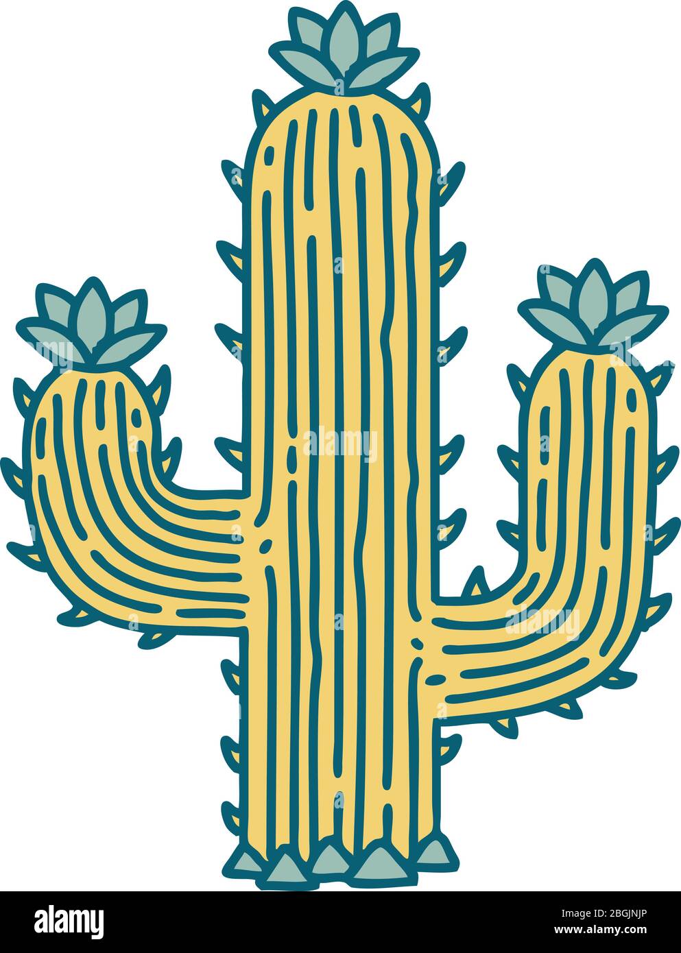 immagine iconica in stile tatuaggio di un cactus Illustrazione Vettoriale