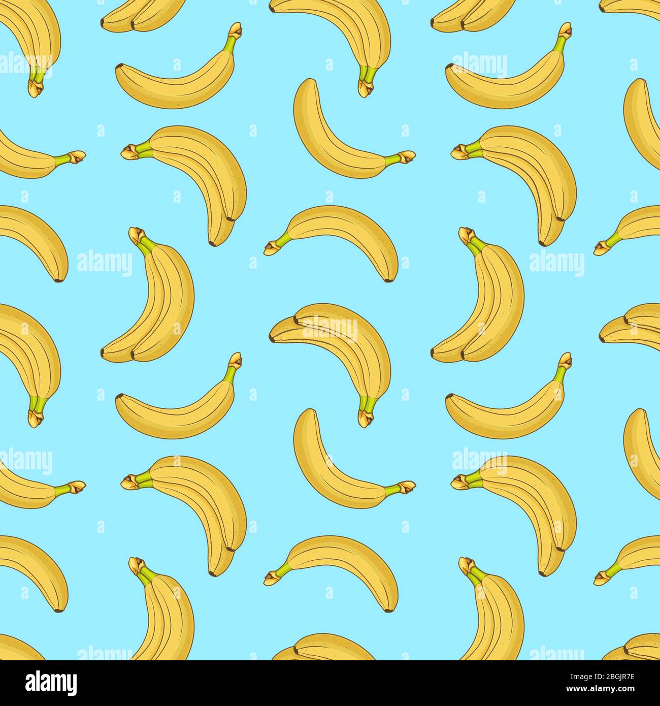 Dolce frutta giallo banane senza cuciture motivo vettoriale. Banana alimentare sfondo, esotica tropicale matura illustrazione Illustrazione Vettoriale