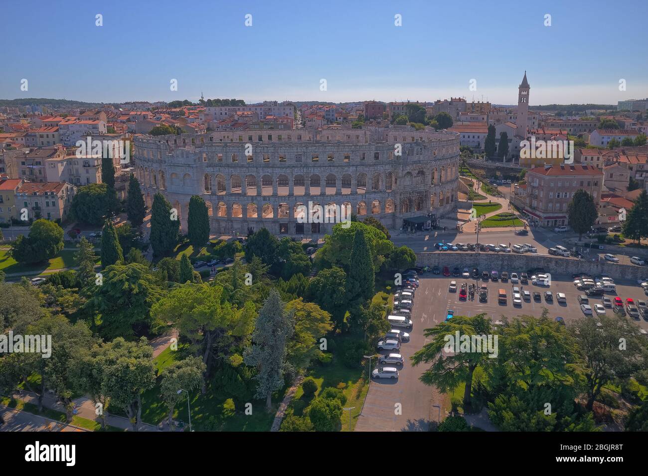 Arena Anfiteatro Romano antico a Pola Foto Stock