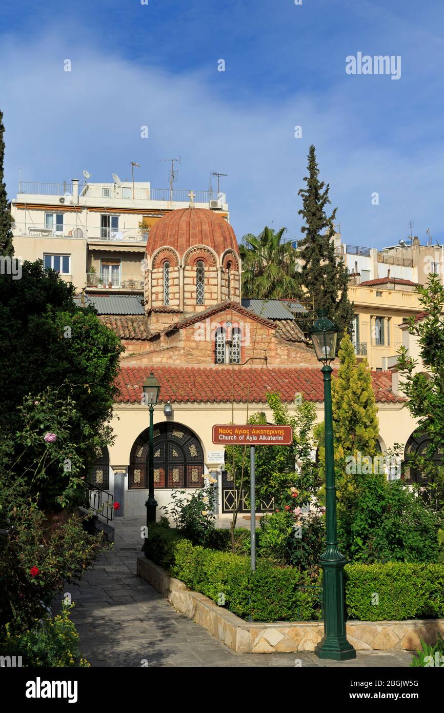 Chiesa ortodossa di Santa Caterina, distretto di Plaka, Atene, Regione Attica, Grecia, Europa Foto Stock