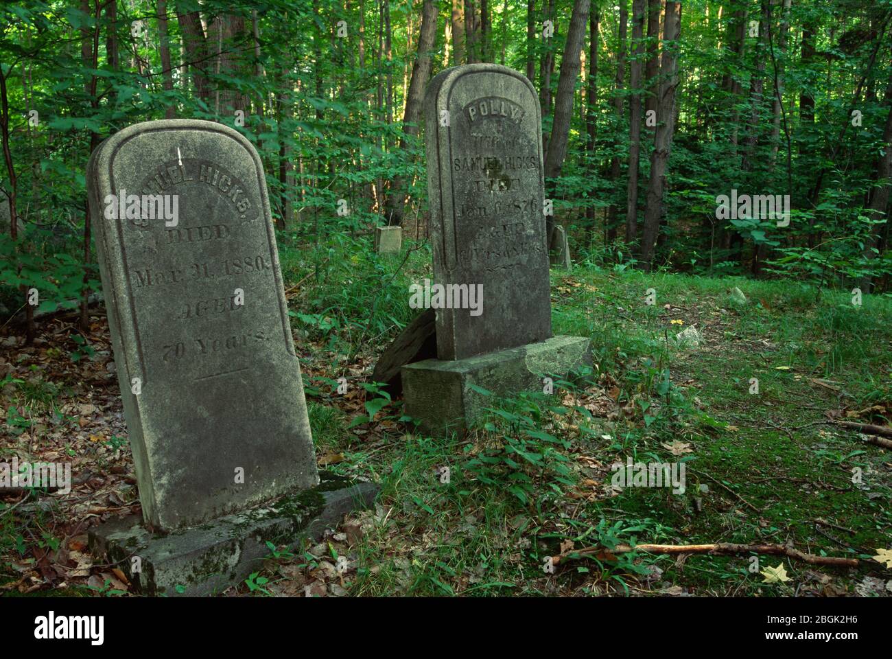 Cimitero storico, Sugar Hill state Forest, New York Foto Stock