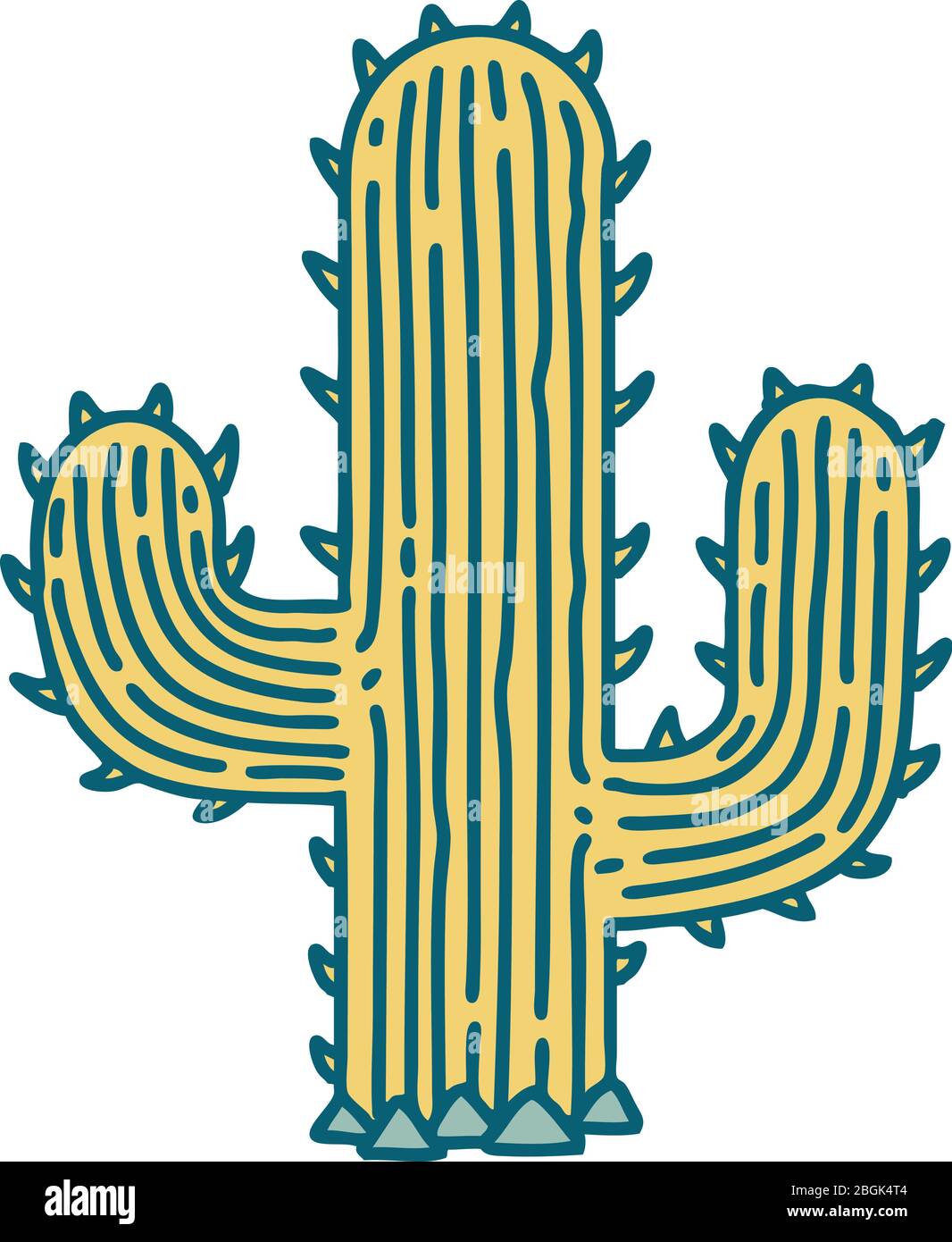 immagine iconica in stile tatuaggio di un cactus Illustrazione Vettoriale