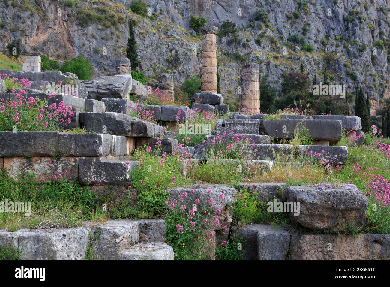 Rovine romane di Delfi, Grecia, Europa Foto Stock