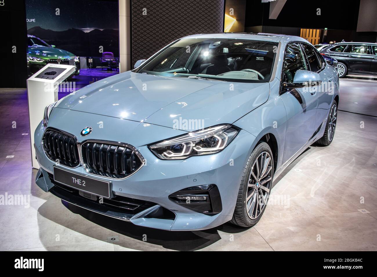 Bruxelles, Belgio, 09 gennaio 2020: BMW Serie 2 Gran Coupe 218i al Salone di Bruxelles, seconda generazione, F44, vettura executive subcompatta prodotta da BMW Foto Stock