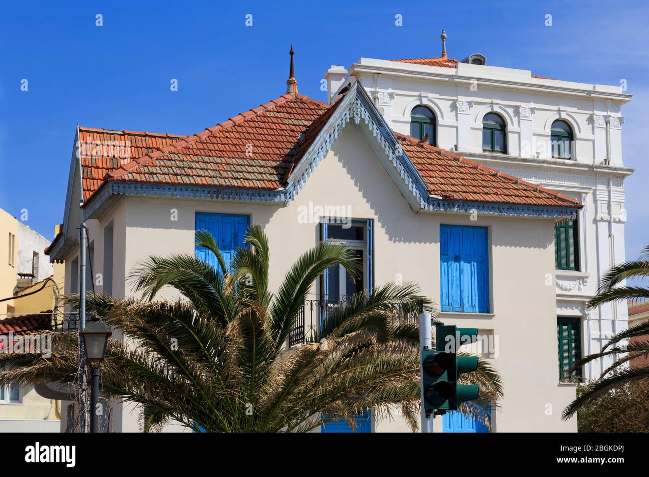 Piazza Sappho, Città di Mitilini, Isola di Lesbos, Grecia, Europa Foto Stock